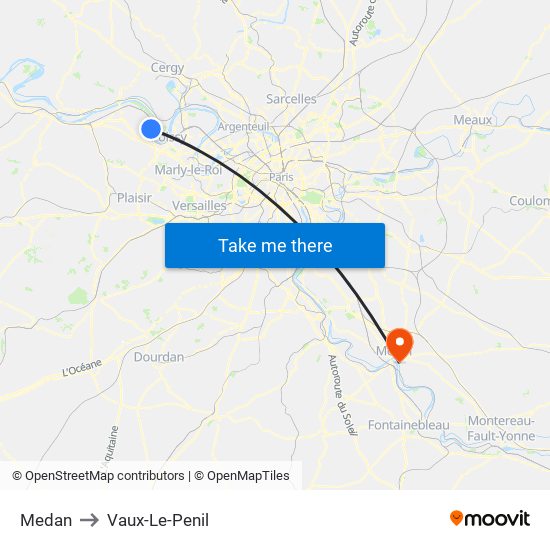 Medan to Vaux-Le-Penil map