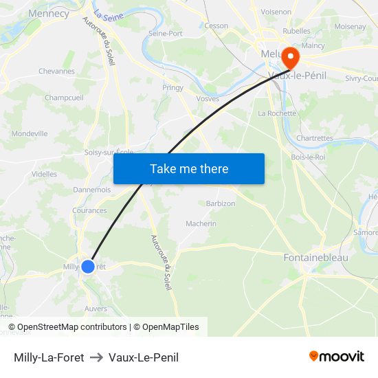 Milly-La-Foret to Vaux-Le-Penil map
