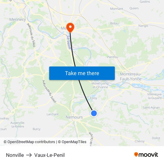 Nonville to Vaux-Le-Penil map