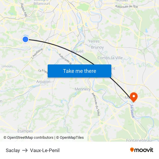 Saclay to Vaux-Le-Penil map