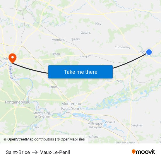 Saint-Brice to Vaux-Le-Penil map
