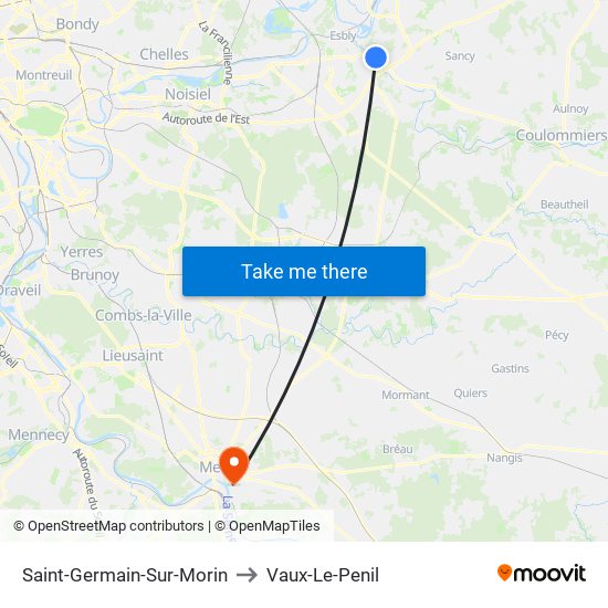 Saint-Germain-Sur-Morin to Vaux-Le-Penil map