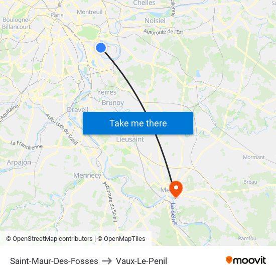 Saint-Maur-Des-Fosses to Vaux-Le-Penil map