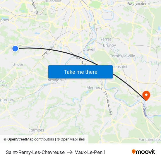 Saint-Remy-Les-Chevreuse to Vaux-Le-Penil map