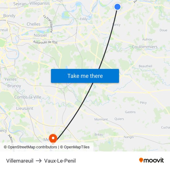 Villemareuil to Vaux-Le-Penil map