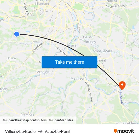 Villiers-Le-Bacle to Vaux-Le-Penil map