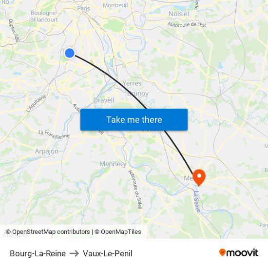 Bourg-La-Reine to Vaux-Le-Penil map