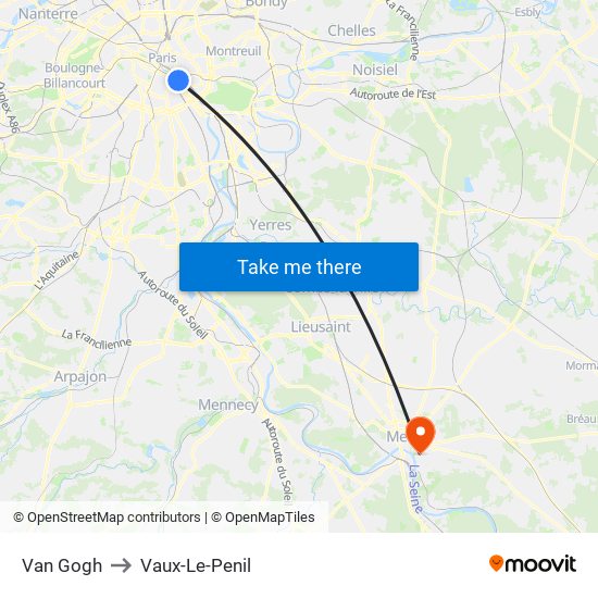 Van Gogh to Vaux-Le-Penil map