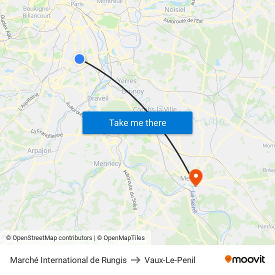 Marché International de Rungis to Vaux-Le-Penil map
