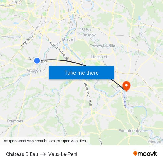 Château D'Eau to Vaux-Le-Penil map