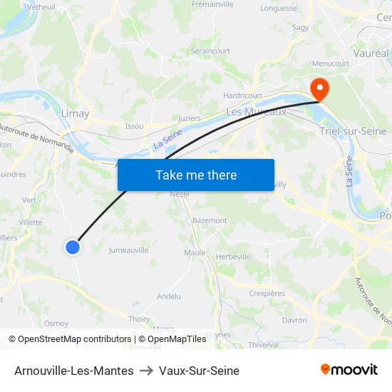 Arnouville-Les-Mantes to Vaux-Sur-Seine map