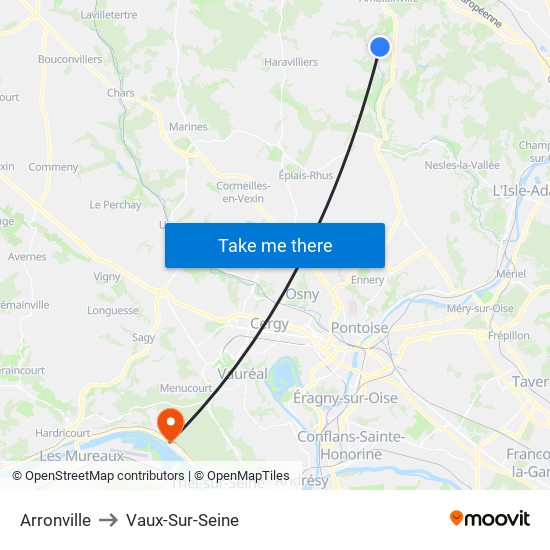 Arronville to Vaux-Sur-Seine map