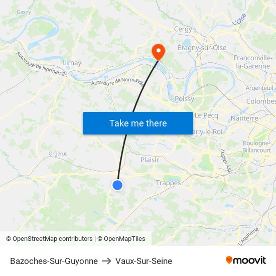 Bazoches-Sur-Guyonne to Vaux-Sur-Seine map