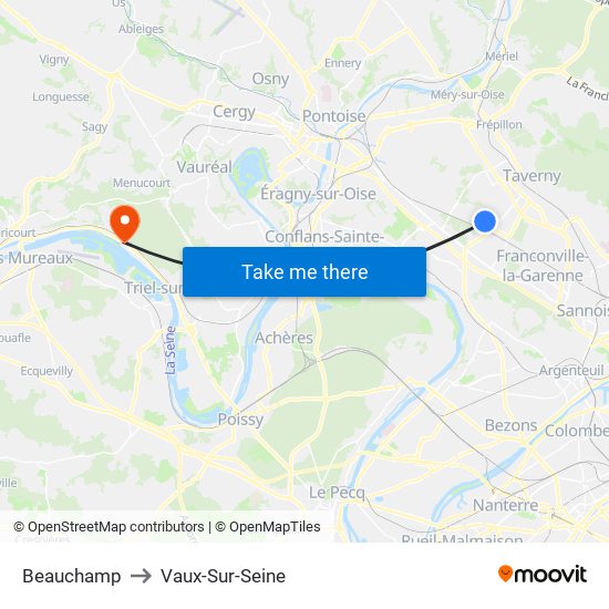 Beauchamp to Vaux-Sur-Seine map