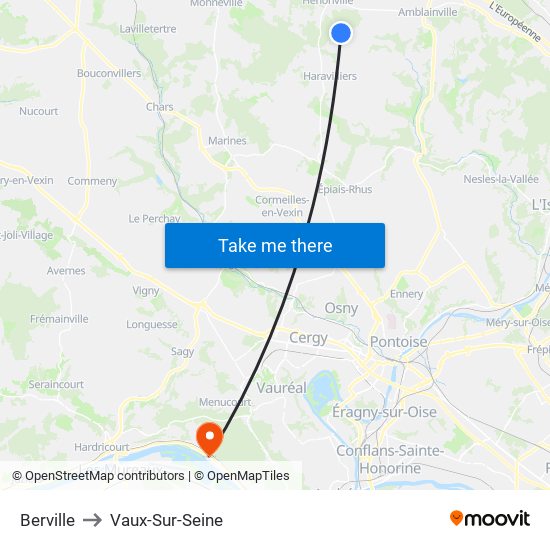Berville to Vaux-Sur-Seine map