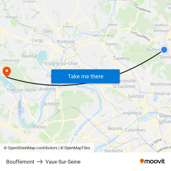 Bouffemont to Vaux-Sur-Seine map