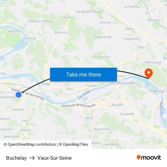 Buchelay to Vaux-Sur-Seine map