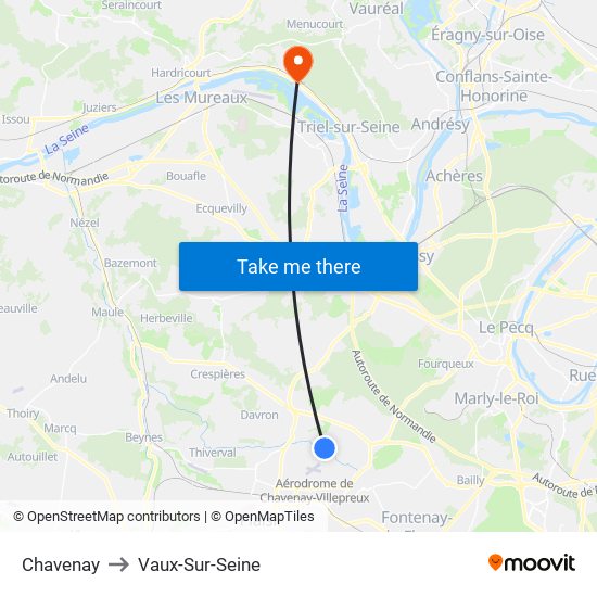 Chavenay to Vaux-Sur-Seine map