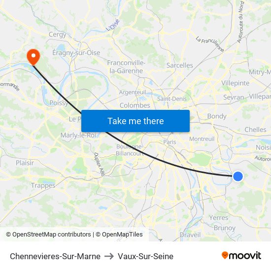 Chennevieres-Sur-Marne to Vaux-Sur-Seine map