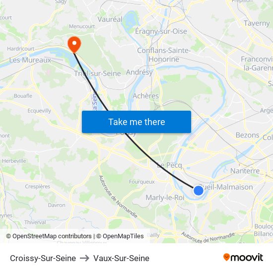 Croissy-Sur-Seine to Vaux-Sur-Seine map