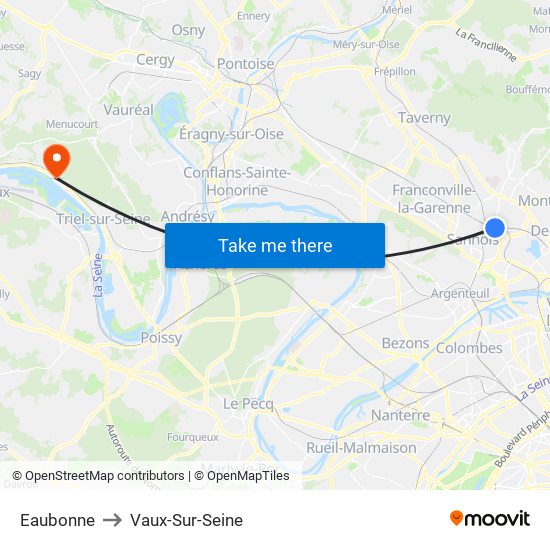 Eaubonne to Vaux-Sur-Seine map
