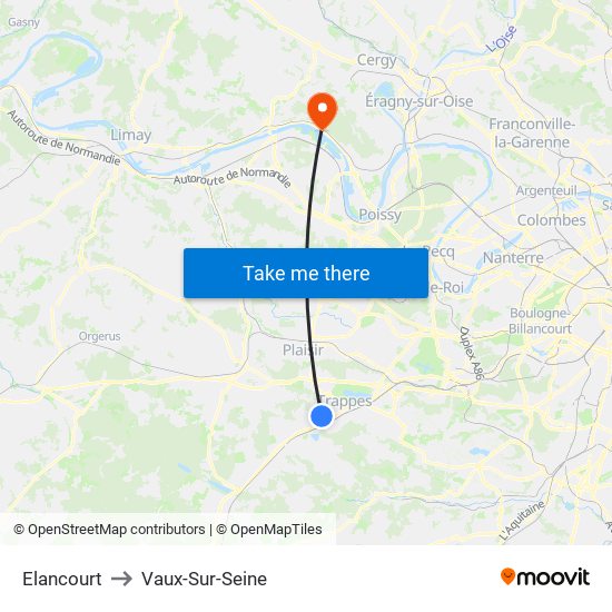 Elancourt to Vaux-Sur-Seine map