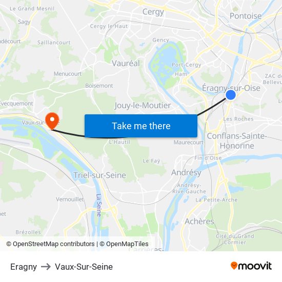 Eragny to Vaux-Sur-Seine map