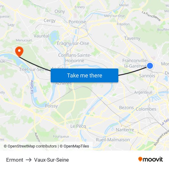 Ermont to Vaux-Sur-Seine map