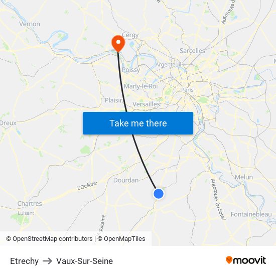 Etrechy to Vaux-Sur-Seine map