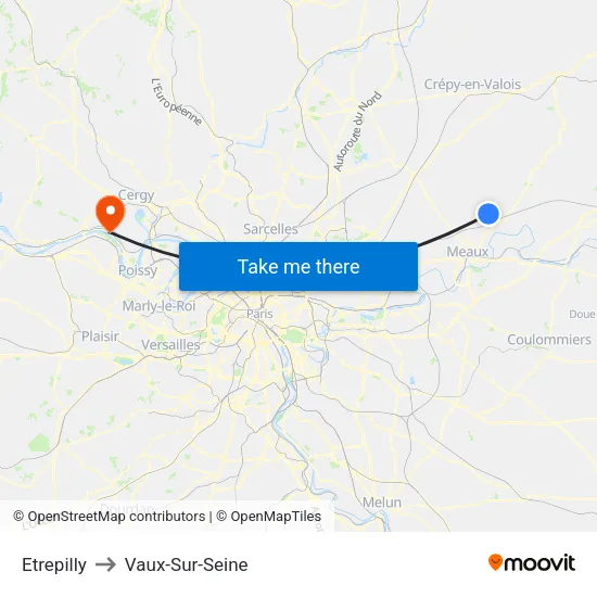 Etrepilly to Vaux-Sur-Seine map