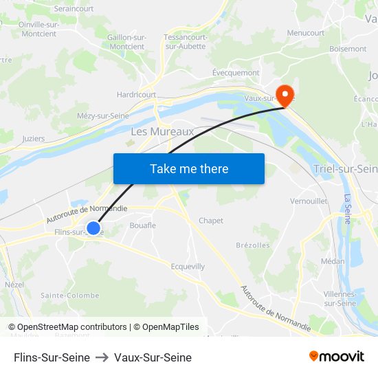 Flins-Sur-Seine to Vaux-Sur-Seine map