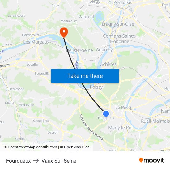 Fourqueux to Vaux-Sur-Seine map