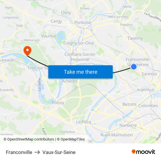 Franconville to Vaux-Sur-Seine map