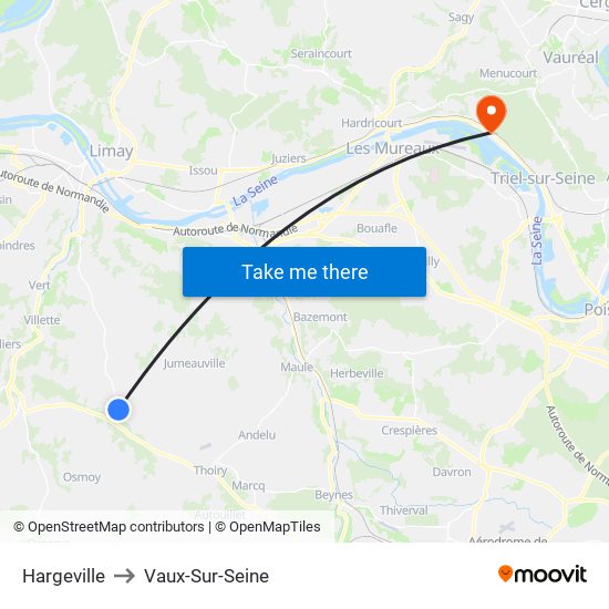 Hargeville to Vaux-Sur-Seine map