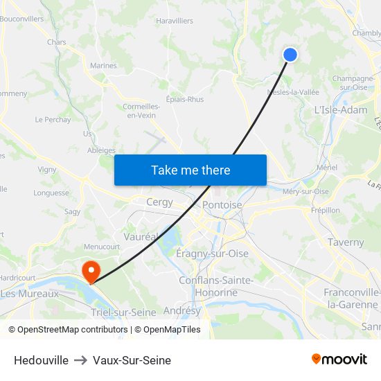 Hedouville to Vaux-Sur-Seine map