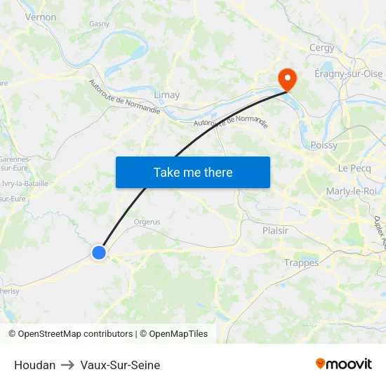 Houdan to Vaux-Sur-Seine map