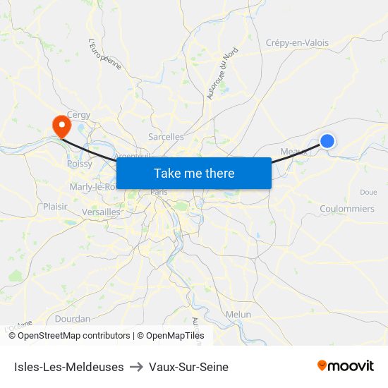 Isles-Les-Meldeuses to Vaux-Sur-Seine map