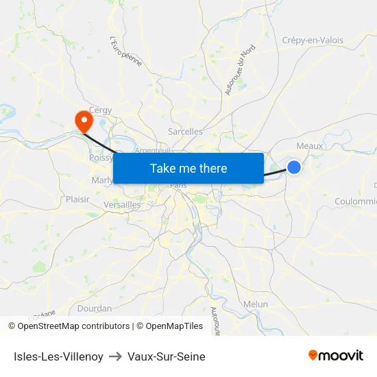 Isles-Les-Villenoy to Vaux-Sur-Seine map