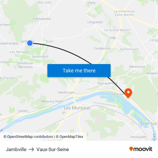 Jambville to Vaux-Sur-Seine map