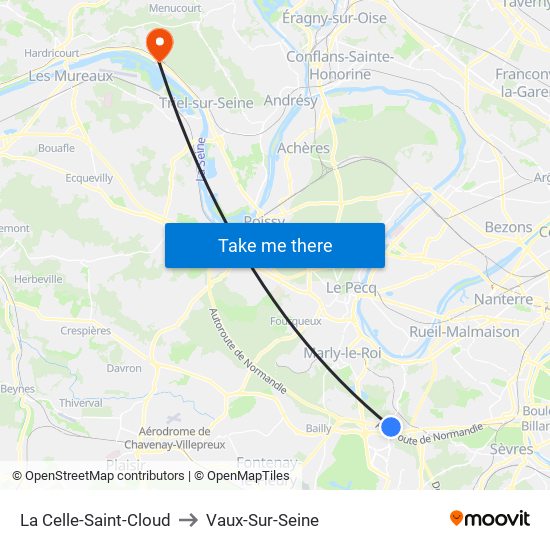 La Celle-Saint-Cloud to Vaux-Sur-Seine map