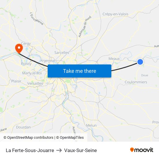 La Ferte-Sous-Jouarre to Vaux-Sur-Seine map