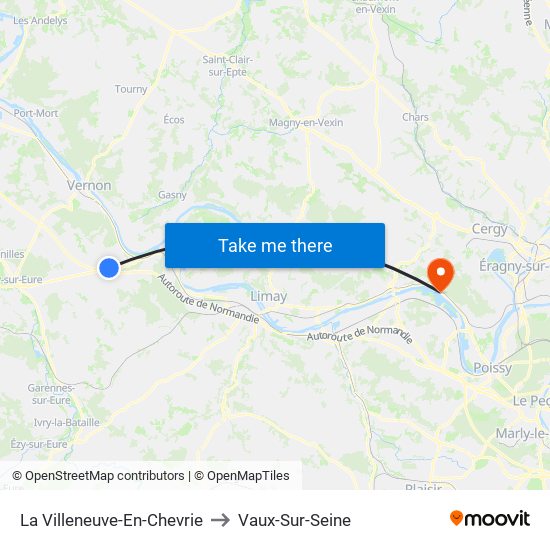 La Villeneuve-En-Chevrie to Vaux-Sur-Seine map