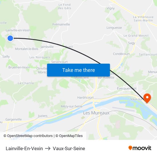 Lainville-En-Vexin to Vaux-Sur-Seine map