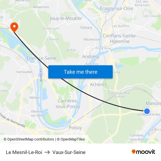 Le Mesnil-Le-Roi to Vaux-Sur-Seine map