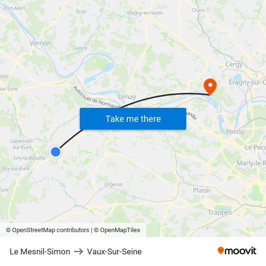 Le Mesnil-Simon to Vaux-Sur-Seine map