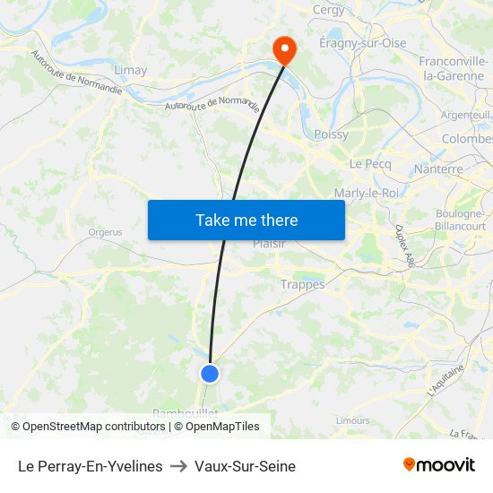 Le Perray-En-Yvelines to Vaux-Sur-Seine map