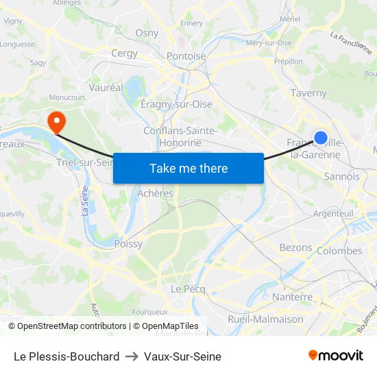 Le Plessis-Bouchard to Vaux-Sur-Seine map