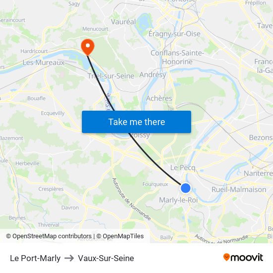 Le Port-Marly to Vaux-Sur-Seine map