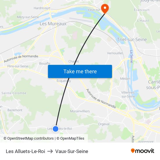 Les Alluets-Le-Roi to Vaux-Sur-Seine map