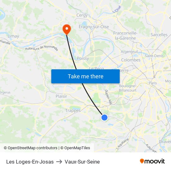 Les Loges-En-Josas to Vaux-Sur-Seine map